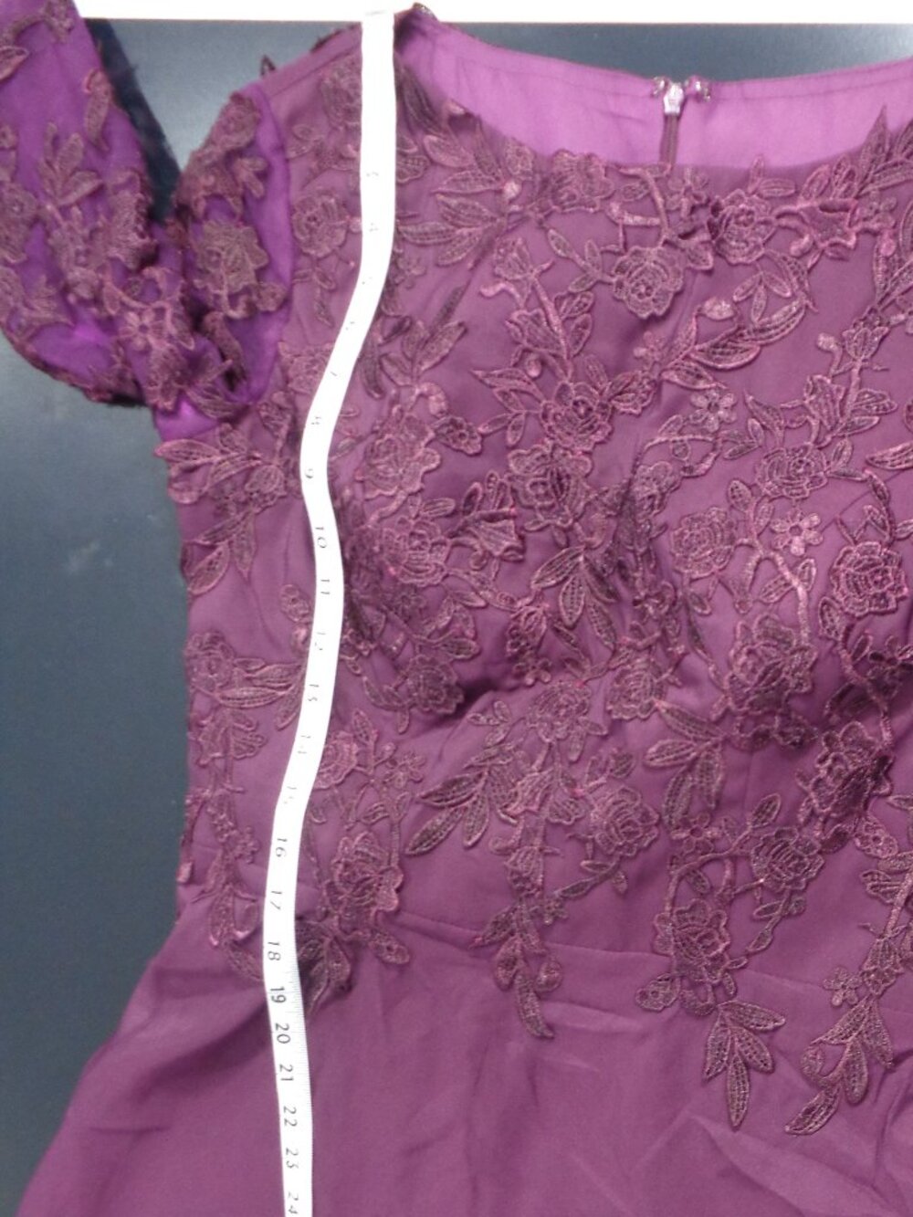 MISSACC Womens Purple 3/4 Sleeve Lace Embroidery Formal Evening Gown Sz M - NWT - Picture 8 of 11
